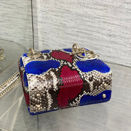 MINI 17 LADY BAG IN COLORFUL SNAKESKIN PATTERN LAMBSKIN 225981
