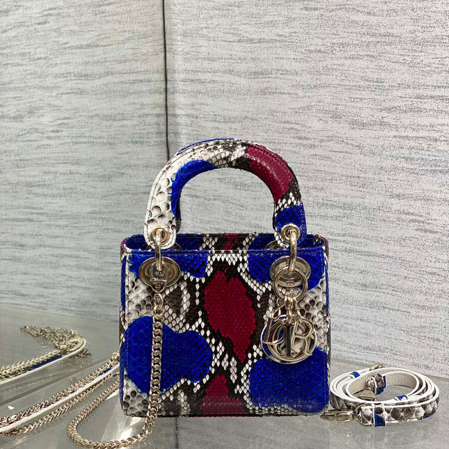 MINI 17 LADY BAG IN COLORFUL SNAKESKIN PATTERN LAMBSKIN 225981
