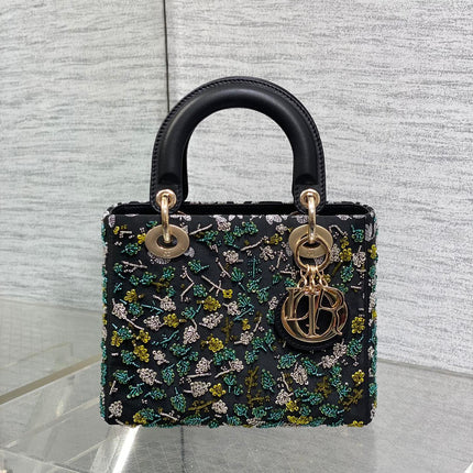 SMALL 20 BAG BLACK LAMBSKIN WITH SHOOTING STAR EMBROIDERY WOMEN 226114