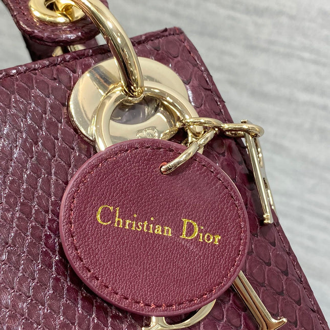 MINI 17 LADY BAG IN PLUM PURPLE SNAKESKIN PATTERN LAMBSKIN