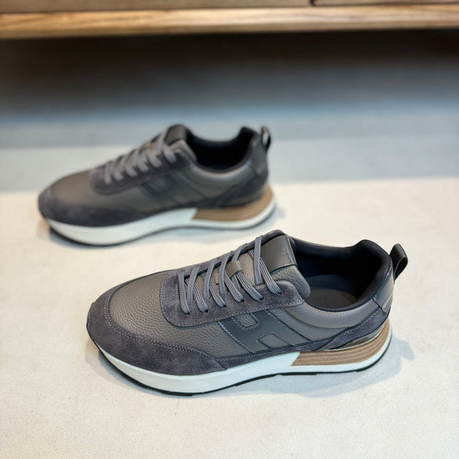 HM INTERACTIVE LACE-UP SNEAKER GRAY CALFSKIN