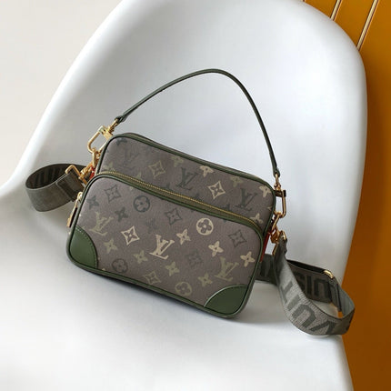 LV 26S CROSSBODY BAG 25 IN GREEN-GRAY CANVAS FABRIC