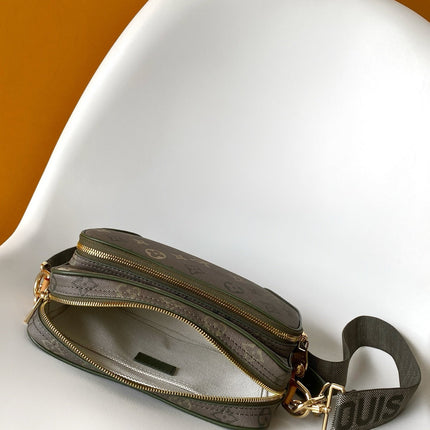 LV 26S CROSSBODY BAG 25 IN GREEN-GRAY CANVAS FABRIC
