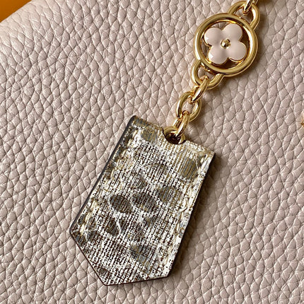 LV 26S CAPUCINES BAG 27 IN GRAYISH BEIGE TAURILLON CALFSKIN WITH GOLD HARDWARE