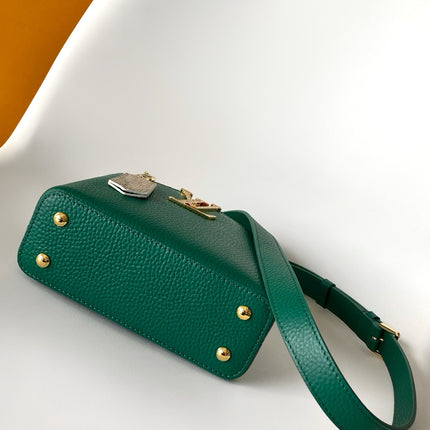 LV 26S CAPUCINES BAG 21 IN DARK GREEN TAURILLON CALFSKIN