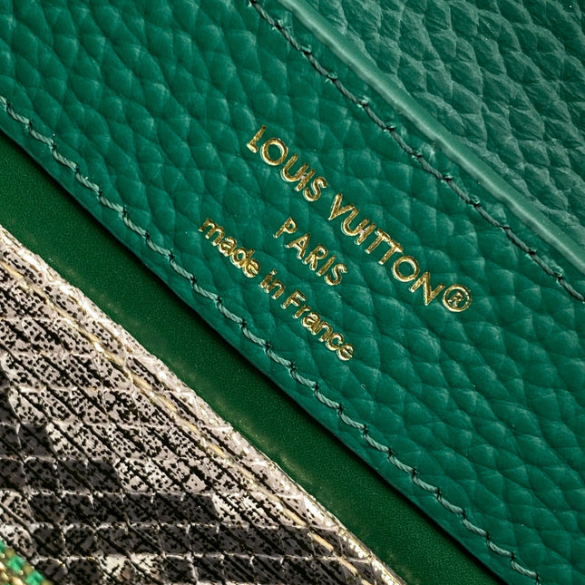 LV 26S CAPUCINES BAG 21 IN DARK GREEN TAURILLON CALFSKIN
