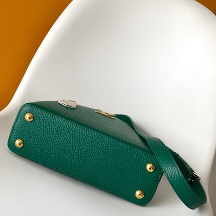 LV 26S CAPUCINES BAG 27 IN DARK GREEN TAURILLON CALFSKIN