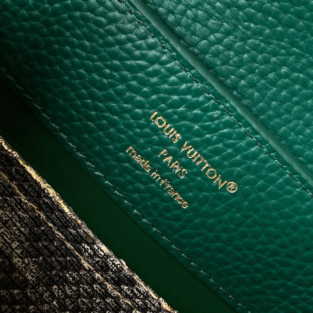LV 26S CAPUCINES BAG 27 IN DARK GREEN TAURILLON CALFSKIN