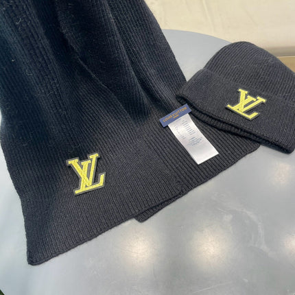 SET SCARF AND HAT IN BLACK WOOL 406533