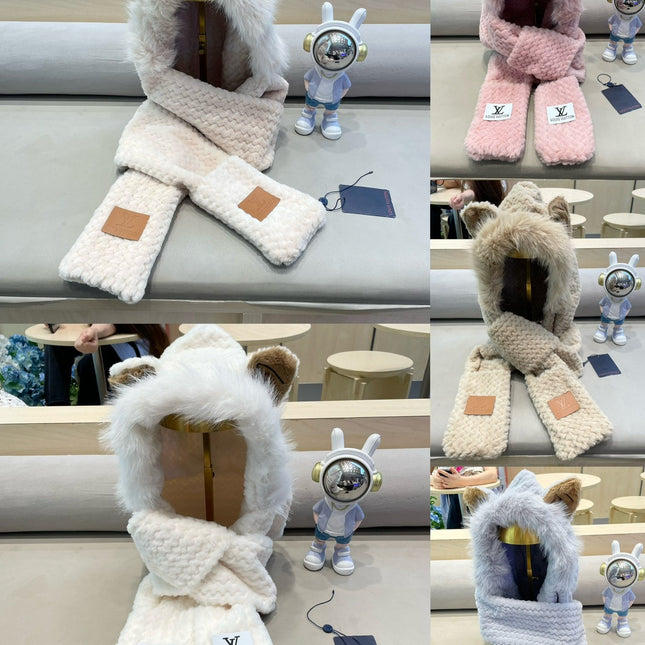 BEANIE HAT IN COSMIC LATTE BEIGE  WOOL AND LAMB FUR 435073