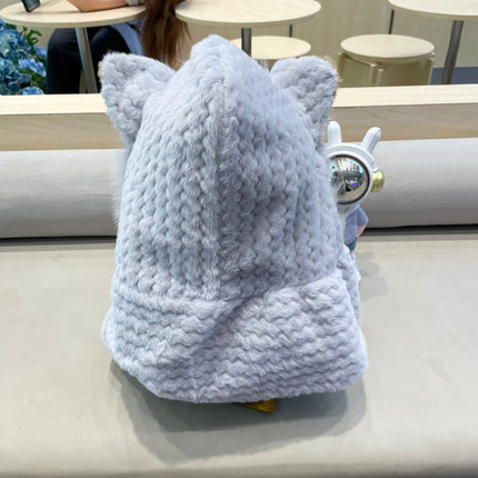 BEANIE HAT IN GRAY WOOL AND LAMB FUR 435074
