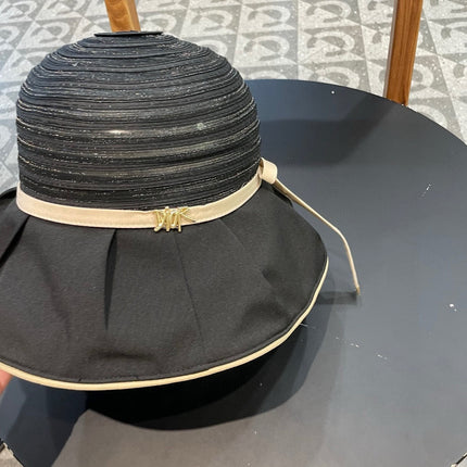 STRIPED BUCKET HAT IN BLACK COTTON 434998