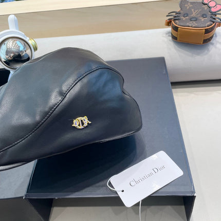 BAKER BOY HAT IN BLACK LEATHER 436766