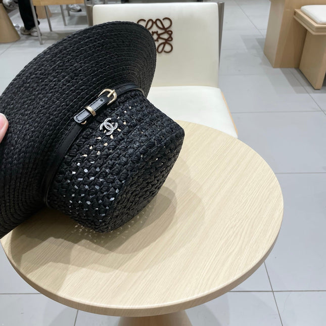 STRAW HAT OPEN WEAVE BLACK 674077