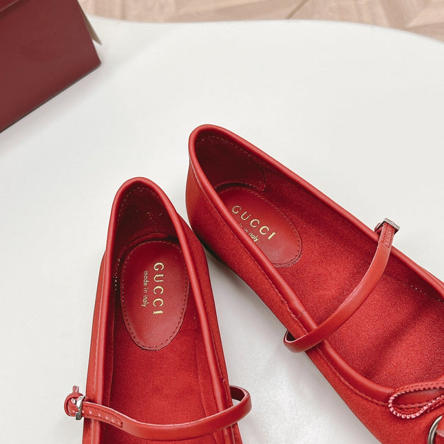 GG BALLET FLAT CRIMSON SILK