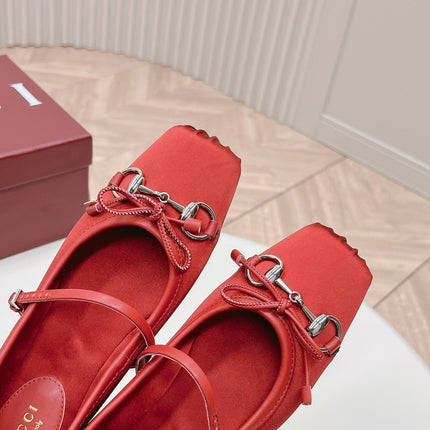 GG BALLET FLAT CRIMSON SILK