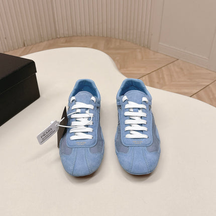 PRADA 26S SNEAKERS IN BLUE QUILTED NYLON AND SUEDE
