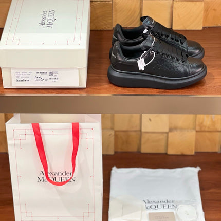 OVERSIZED SNEAKERS IN BLACK TEXTURED LAMBSKIN