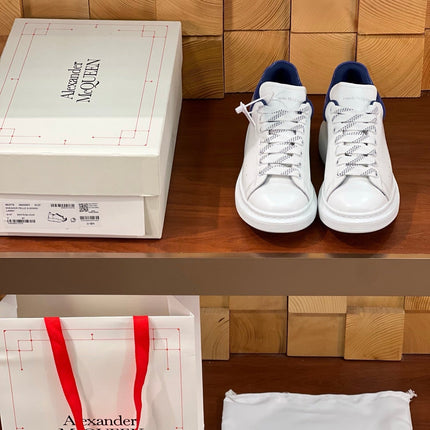 OVERSIZED SNEAKERS IN WHITE CALFSKIN WITH GREY HEEL TAB