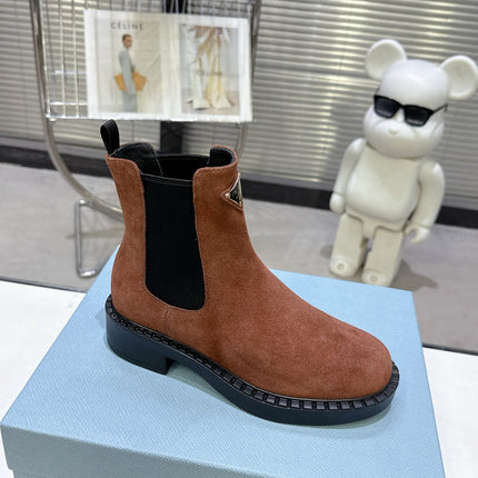 PRADA 25S RETRO PLATFORM MARTIN BOOTS IN BROWN SUEDE