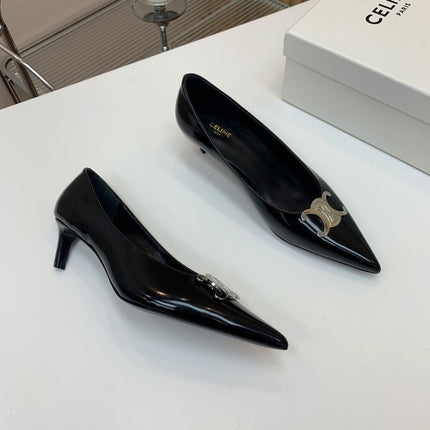 MEDIUM-HEELED 50MM PUMP IN BLACK CALFSKIN