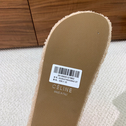 CELINE 26S TWO-STRAP SANDALS IN BEIGE WOOL