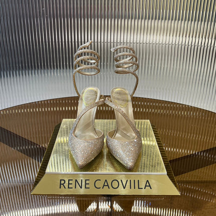 CLEO GOLD PUMP WITH CRYSTALS 10 CM