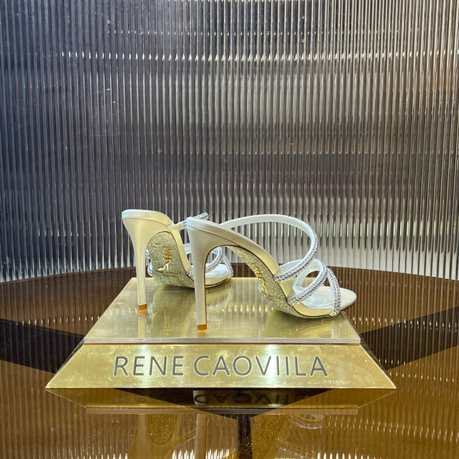 CLEO WHITE SANDAL WITH CRYSTALS 95 MM