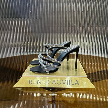 CLEO BLACK SANDAL WITH CRYSTALS 95 MM