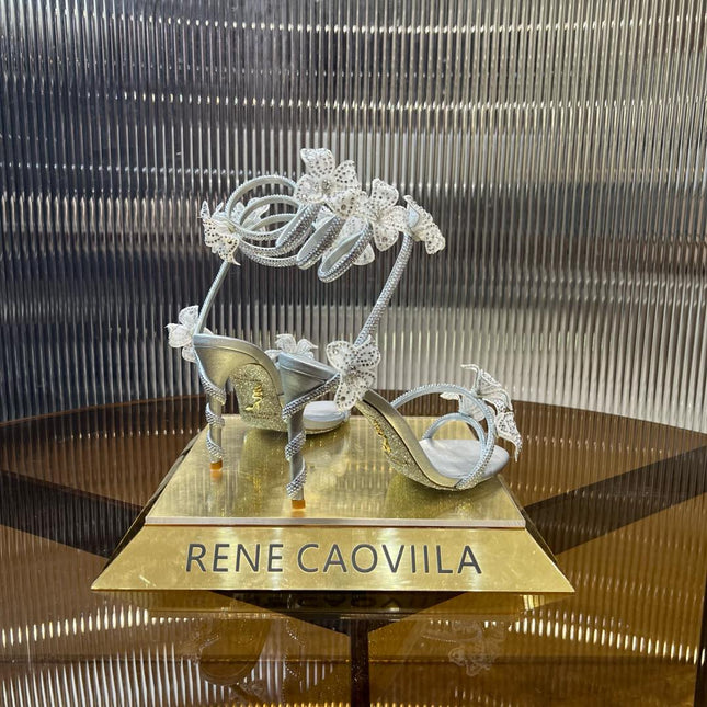 MARGOT WHITE SANDAL WITH FLOWERS 95 MM SILVER
