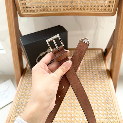 PRADA 25S BELT 25 MM IN BROWN SUEDE 542642