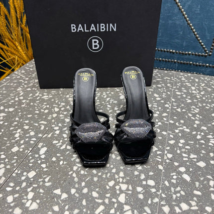 BALMAIN 26S HIGH-HEELED SANDALS 95 MM IN BLACK CALFSKIN STYLE 6