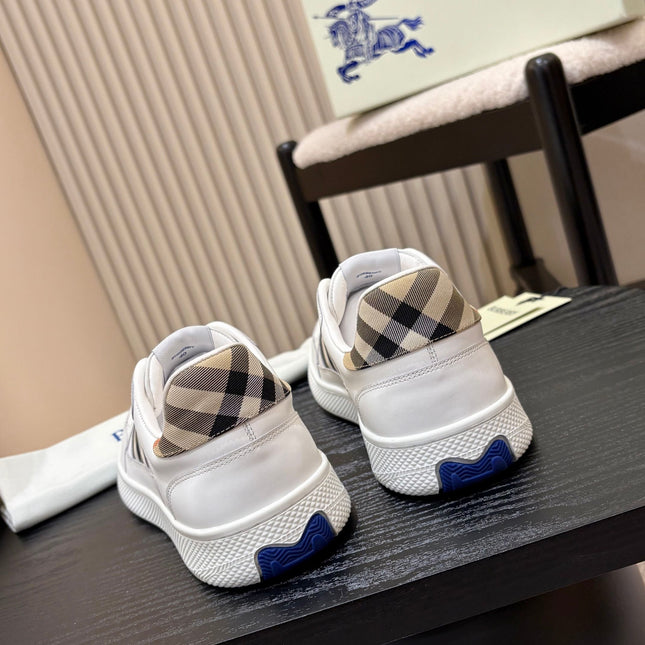 BURBERRY 26S SNEAKERS IN WHITE AND BROWN CALFSKIN