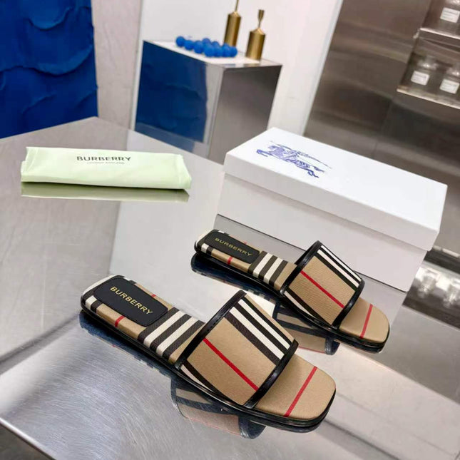 BURBERRY 26S SLIDE SANDAL IN BEIGE CANVAS