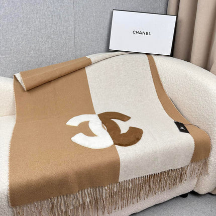 SCARF 200 CM IN CIDER BROWN MIX WHITE CASHMERE AND WOOL 399796