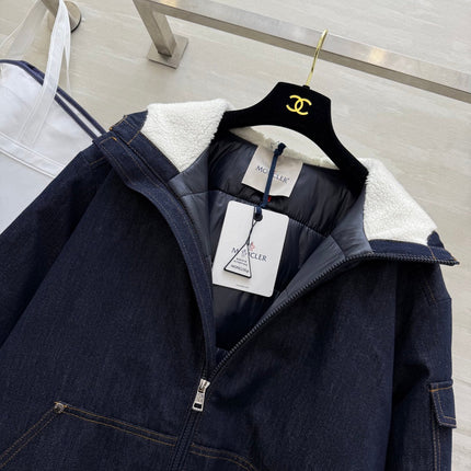 MONCLER 25S COTTON DENIM HOODED JACKET 345