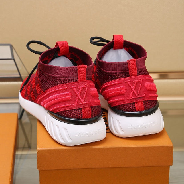 LV SNEAKERS IN CURRANT RED MESH FABRIC