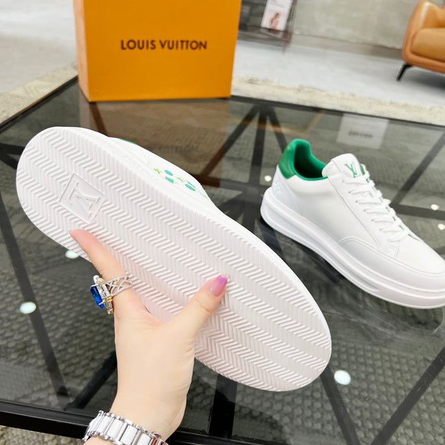 BEVERLY HILLS TRAINERS WHITE MIX COOL GREEN CALFSKIN AND MESH FABRIC