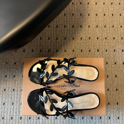 GIANVITO ROSSI 26S SANDALS IN BLACK LAMBSKIN