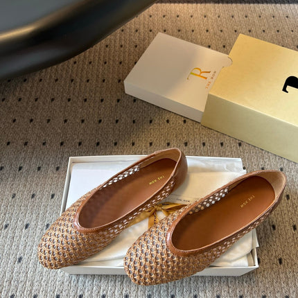 THE ROW 26S BALLET FLATS IN BROWN MESH