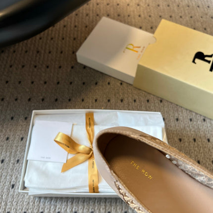 THE ROW 26S BALLET FLATS IN NUDE BEIGE MESH