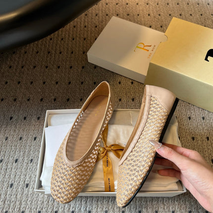 THE ROW 26S BALLET FLATS IN NUDE BEIGE MESH