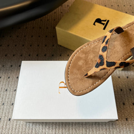 THE ROW 26S THONG SANDALS IN BROWN SPOTTED CALF HAIR AND SUEDE