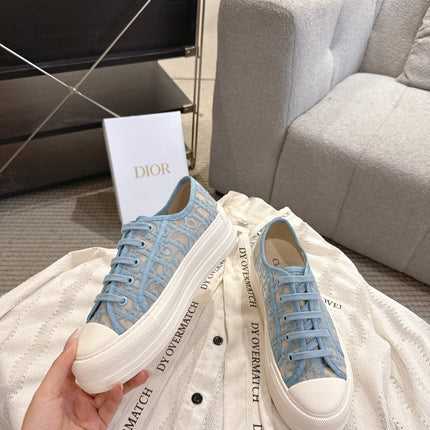 DIOR 26S PLATFORM SNEAKERS IN SKY BLUE OBLIQUE EMBROIDERED MESH