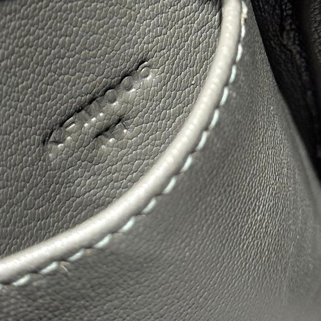 HERMES 25S MINI LINDY 19 IN CLOUD GRAY CALFSKIN SILVER HARDWARE