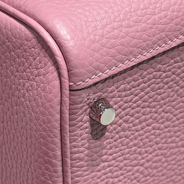 HERMES 25S MINI LINDY 19 IN MAUVE CALFSKIN SILVER HARDWARE