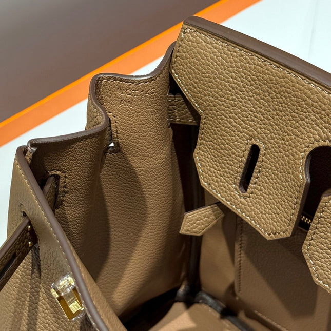 25S HERMES BIRKIN 30 IN COFFEE CALFSKIN GOLD HARDWARE