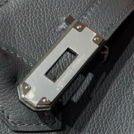 HERMES 25S SHOULDER BIRKIN 29 IN HAZE GRAY CALFSKIN SILVER HARDWARE