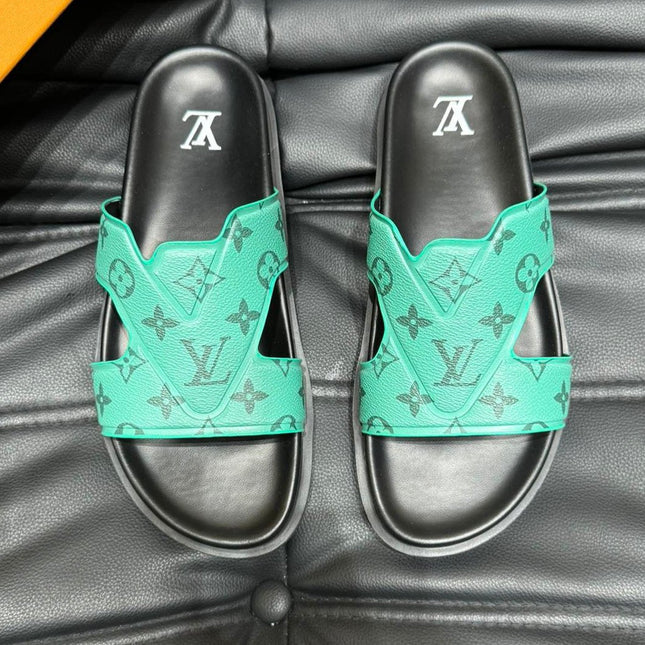 LV OASIS MULE IN SEA GREEN MONOGRAM CALFSKIN