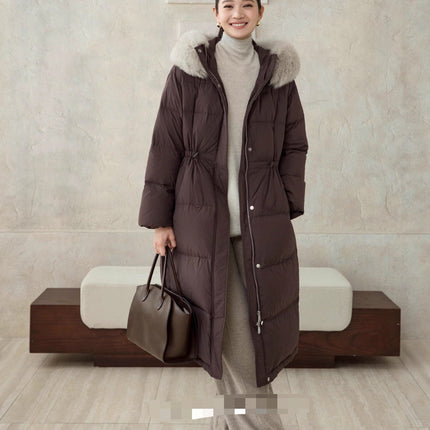 MAX MARA 25S LONG DOWN COAT WITH FOX FUR COLLAR 177